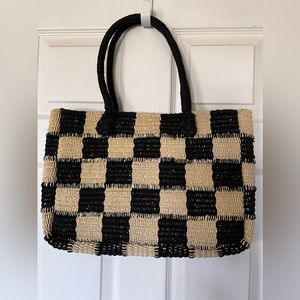 J crew Marseille tote in gingham straw